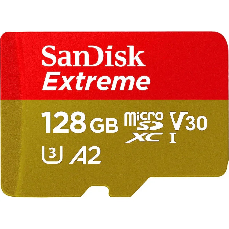 SanDisk 128GB Extreme microSD UHS I Card for 4K Video on Smartphones, Action Cams Drones 190MB/s Read, 90MB/s Write SDSQXAA 128G GN6MN, Red/Gold - eBuy UAE